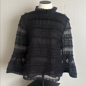 Amazing elegant black lace goth long sleeve top with bell sleeves
